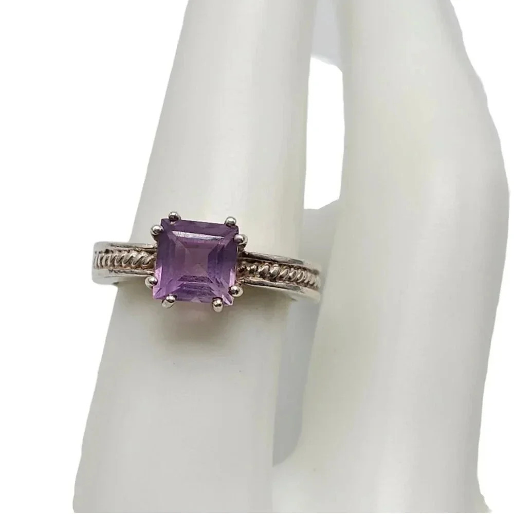 QJ Signed 925 Sterling Silver Light Purple Tourmaline Ring SZ 7.25 VTG